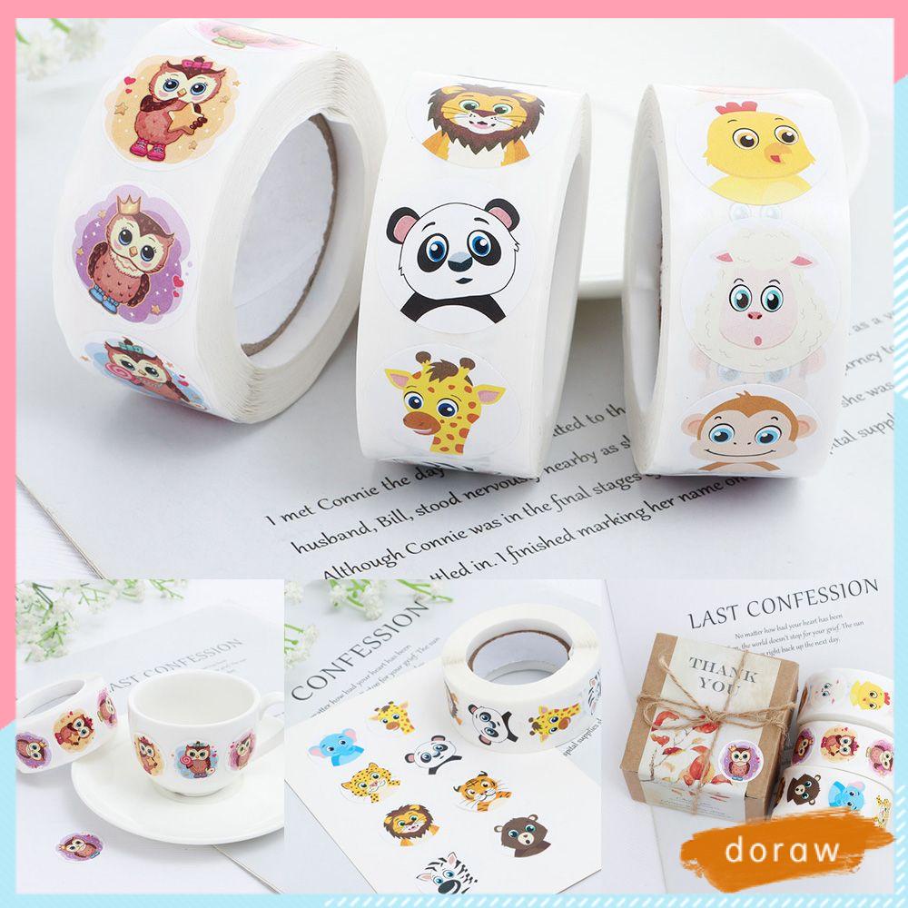 Cuộn nhãn dán hình động vật để dán bưu thiếp bao bì quà tặng trang trí trường học hoặc tặng cho học sinh DIY