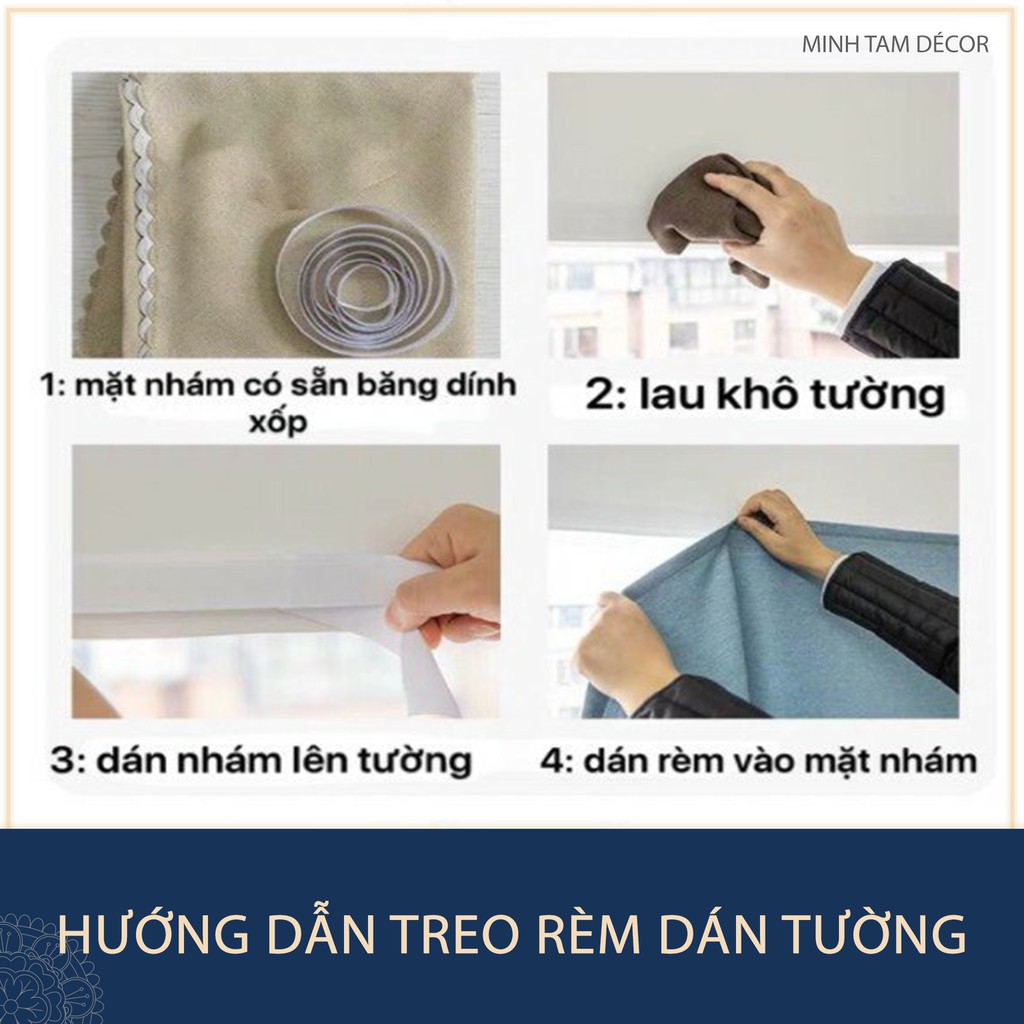 Rèm cửa sổ Minh Tâm cản nắng , cách nhiệt, kiểu dáng ore, rèm dán tường - Màu xanh lá mạ ( kích thước nhỏ)