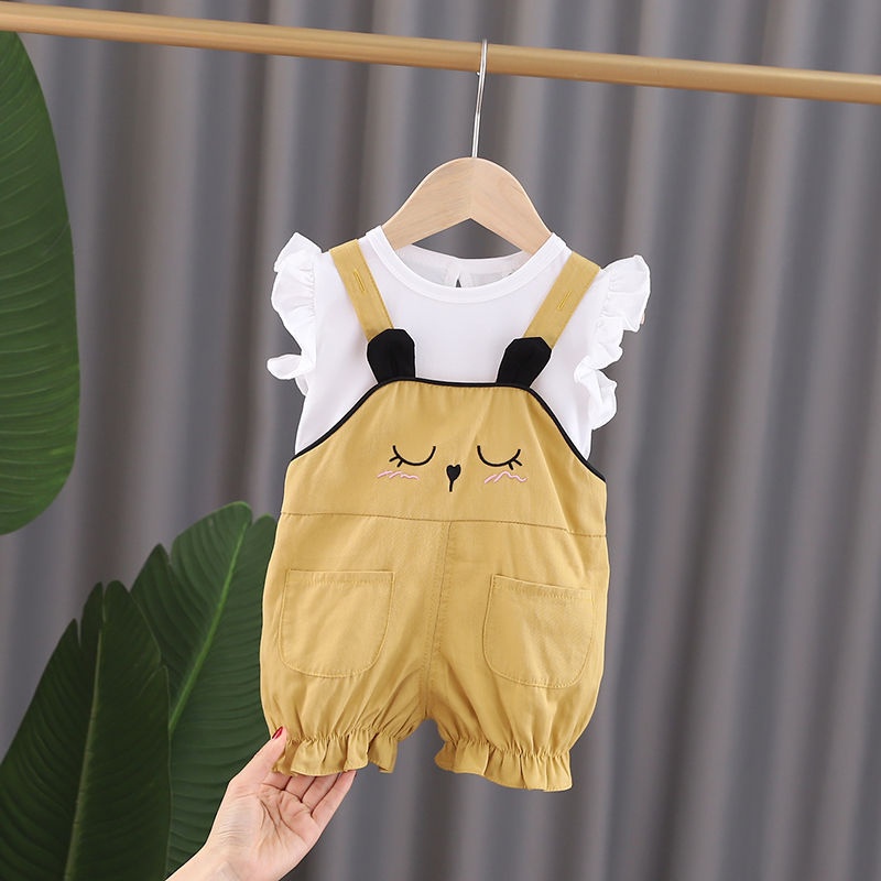 yếm cho bé gái kèm áo chất liệu cotton 5-15kg