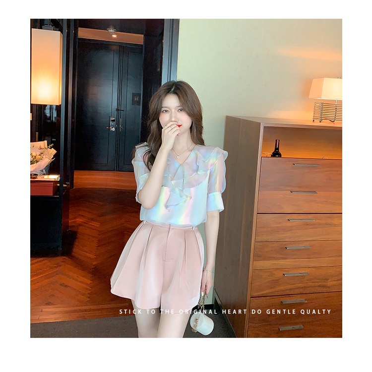 GT9342 Áo chiffon nữ hè tay ngắn hàng nhập