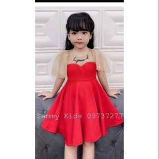 Đầm lụa phối lưới cho bé gái