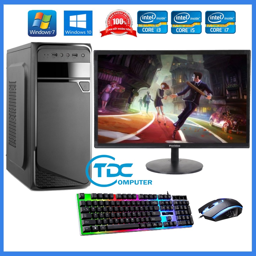 Bộ máy tính để bàn Max PC + Màn hình Provision 19 inch Cấu hình core i3, i5 i7 Ram 8GB, SSD 120GB + Quà Tặng