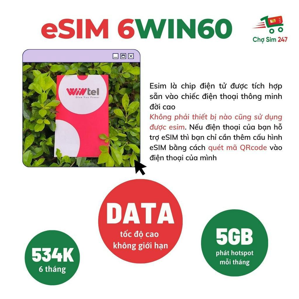 eSIM Mobicast Wintel Reddi 6WIN60 - Data tốc độ cao không giới hạn (Gói 6 tháng)