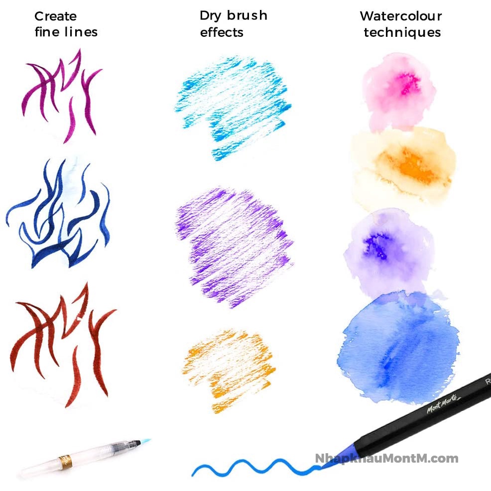 Bộ bút màu dạ marker Mont Marte Signature Colouring Brush Markers 12 màu