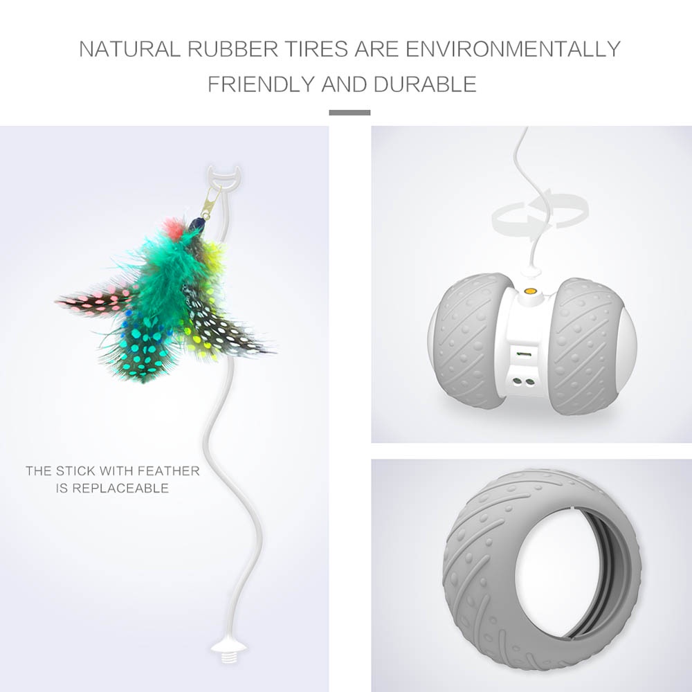 HamshMoc Đồ chơi quả cầu lông vũ thông minh có đèn led vui nhộn cho mèo cưng