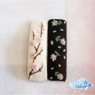 Kẹp tóc bọc vải thêu hoa handmade
