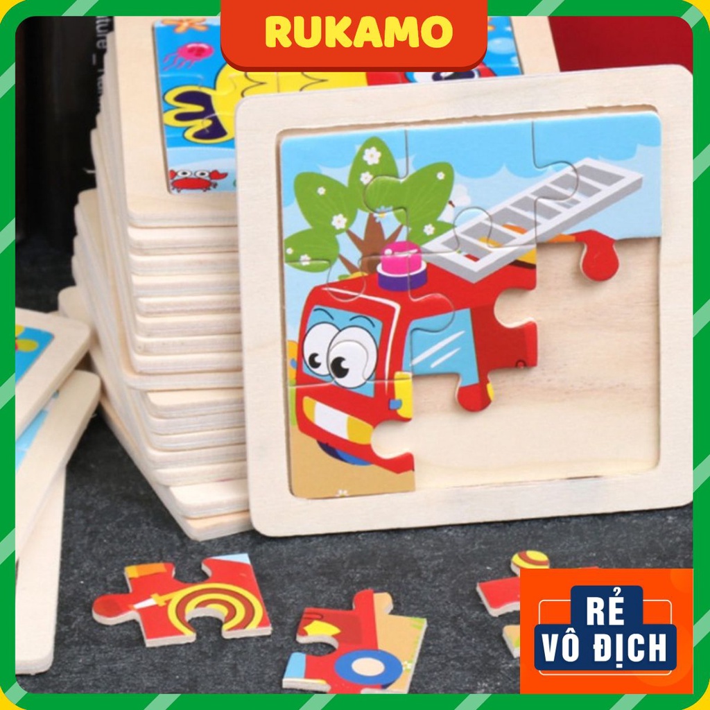 Đồ chơi cho bé xếp hình tranh ghép bằng gỗ giúp trẻ em thông minh trí tuệ RUKAMO DG03