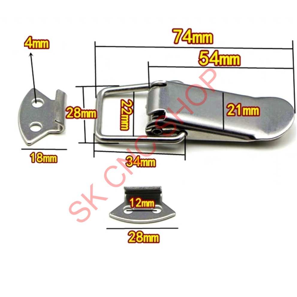 Khóa gài Inox loại trơn Size M 74MM  SK CNC SHOP