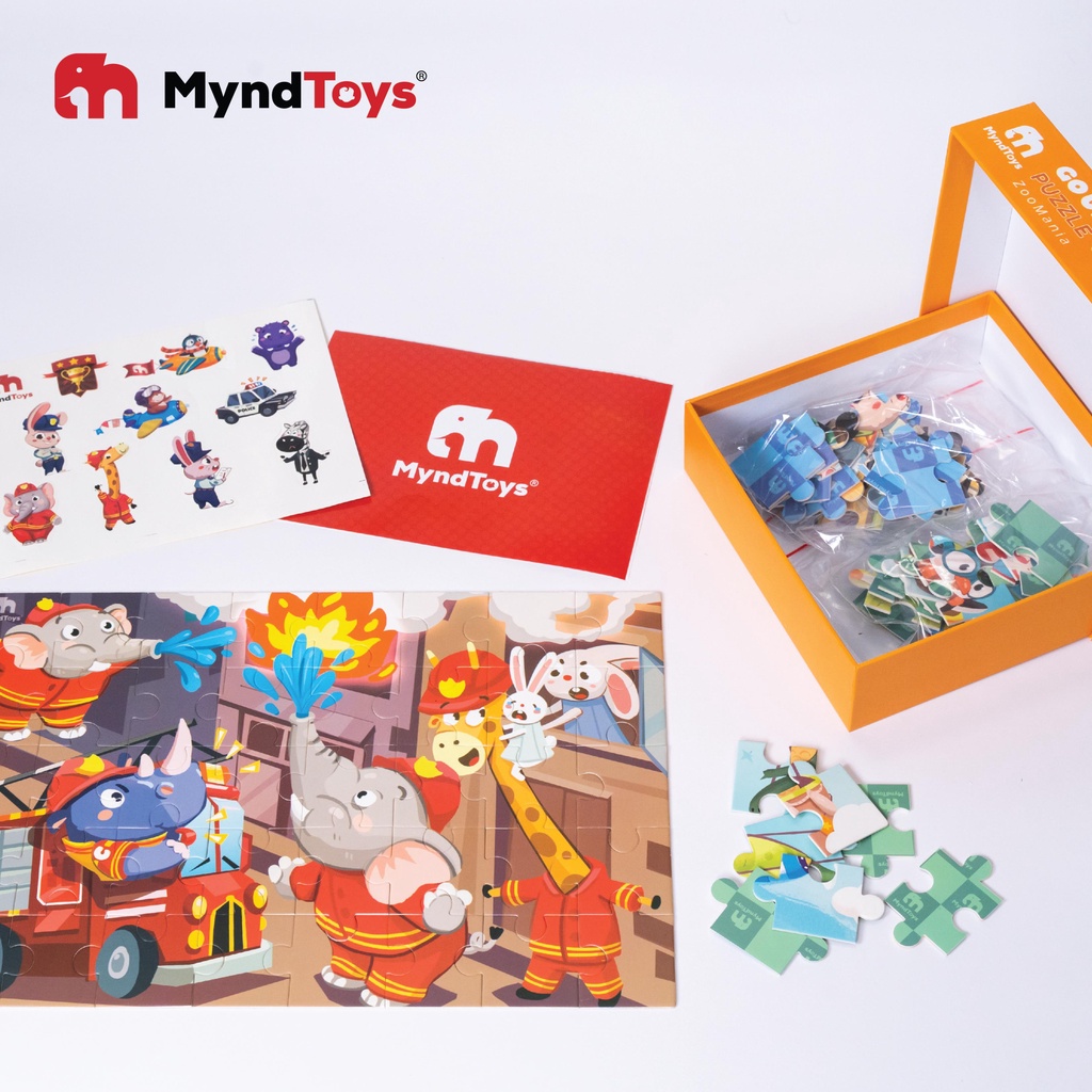 Đồ Chơi Xếp Hình Thông Minh Myndtoys - Go Up! Puzzle Level 3 - ZooMania (Vườn Thú Sinh Động) Dành Cho Các Bé Trên 3 Tuổi