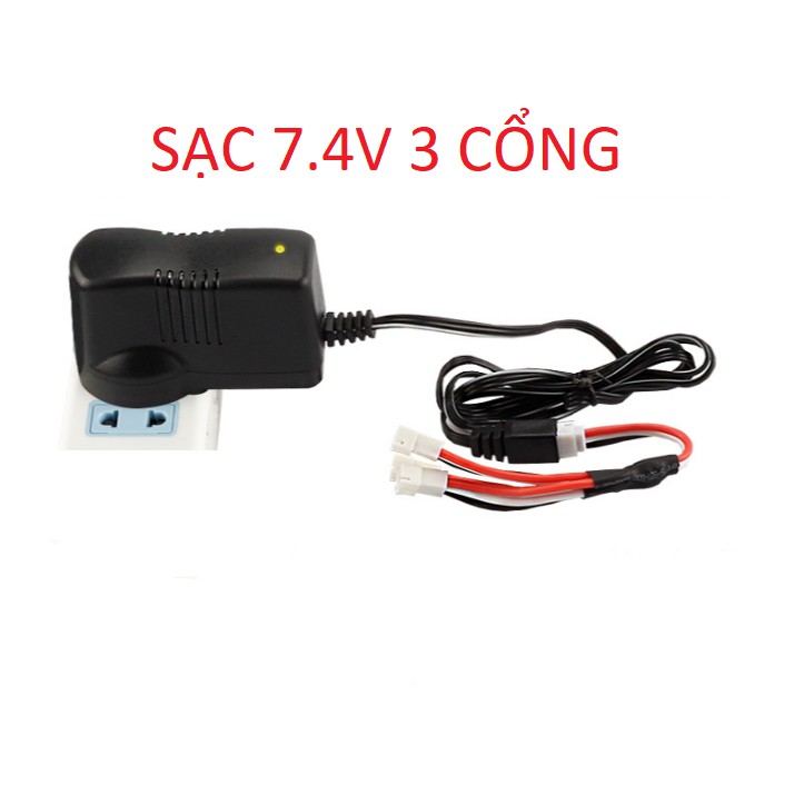 Sạc Pin xe điều khiển - sạc máy bay điều khiển 7.4v 3 cổng