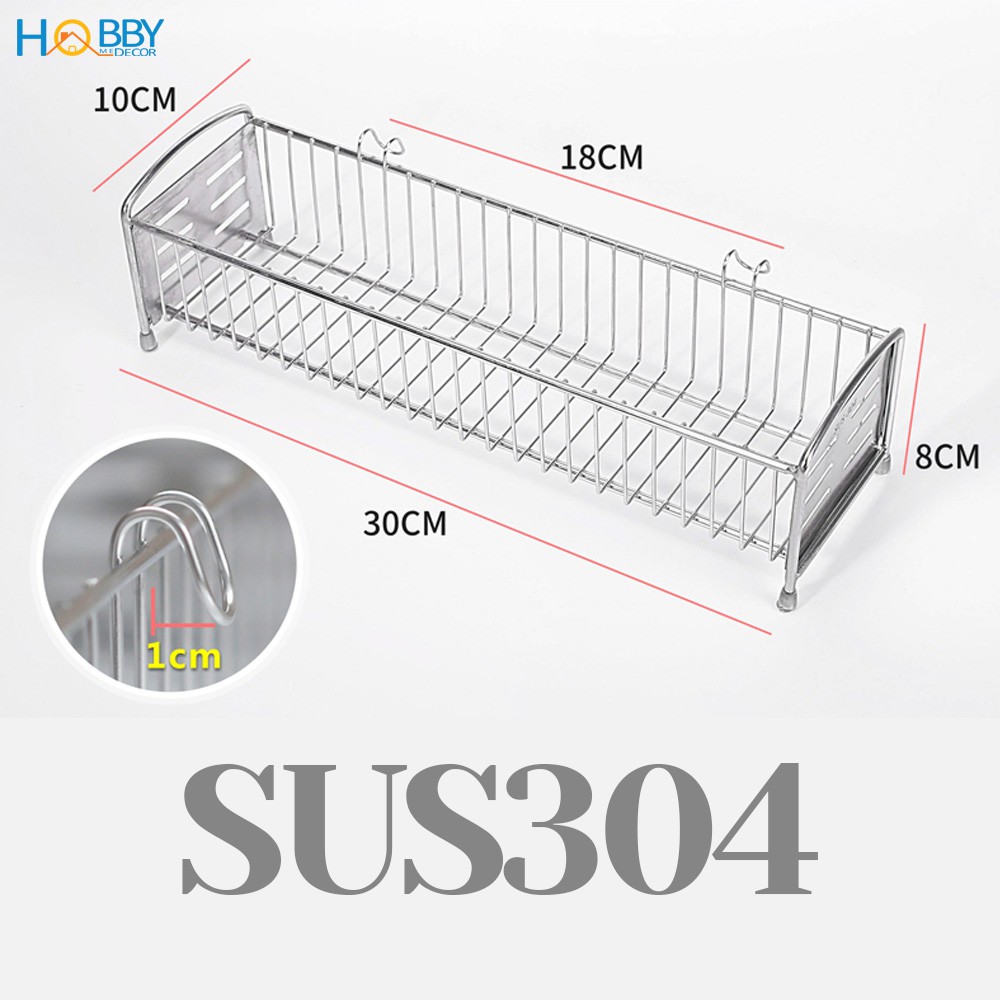 Khay đựng đũa muỗng cho ráo nước HOBBY KM1 chuẩn Inox 304 - kê lên kệ bếp hoặc móc vào kệ chén