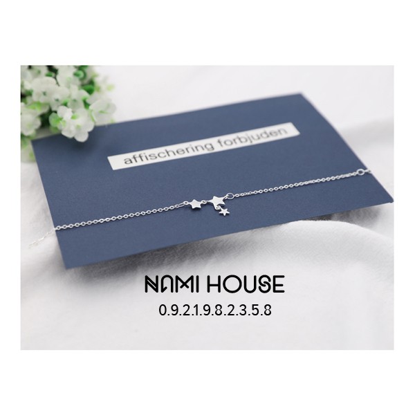 Lắc chân nữ ngôi sao rơi thanh mảnh xi bạc 925 đơn giản dễ thương - namimi