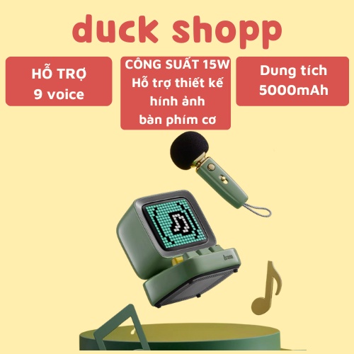 Loa Bluetooth Divoom MIC công suất 15W kết hợp micro karaoke và màn hình bàn phím
