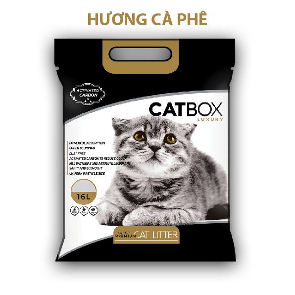 Cát vệ sinh cho mèo bổ sung than hoạt tính CATBOX túi 16L