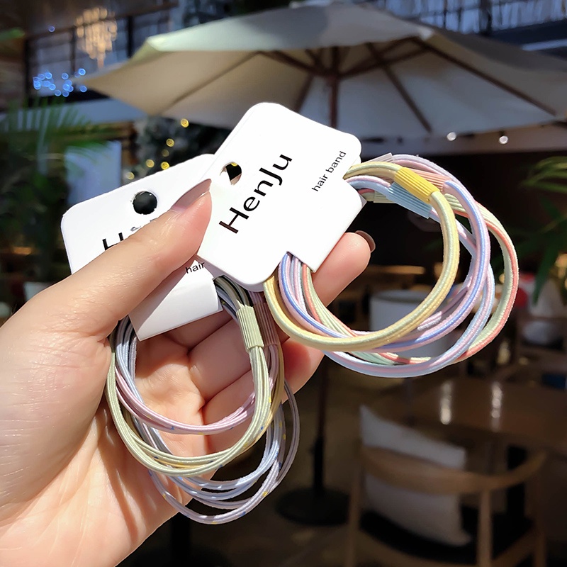 Set 5 Dây Buộc Tóc Co Giãn Nhiều Màu Sắc Phong Cách Hàn Quốc Cho Nữ