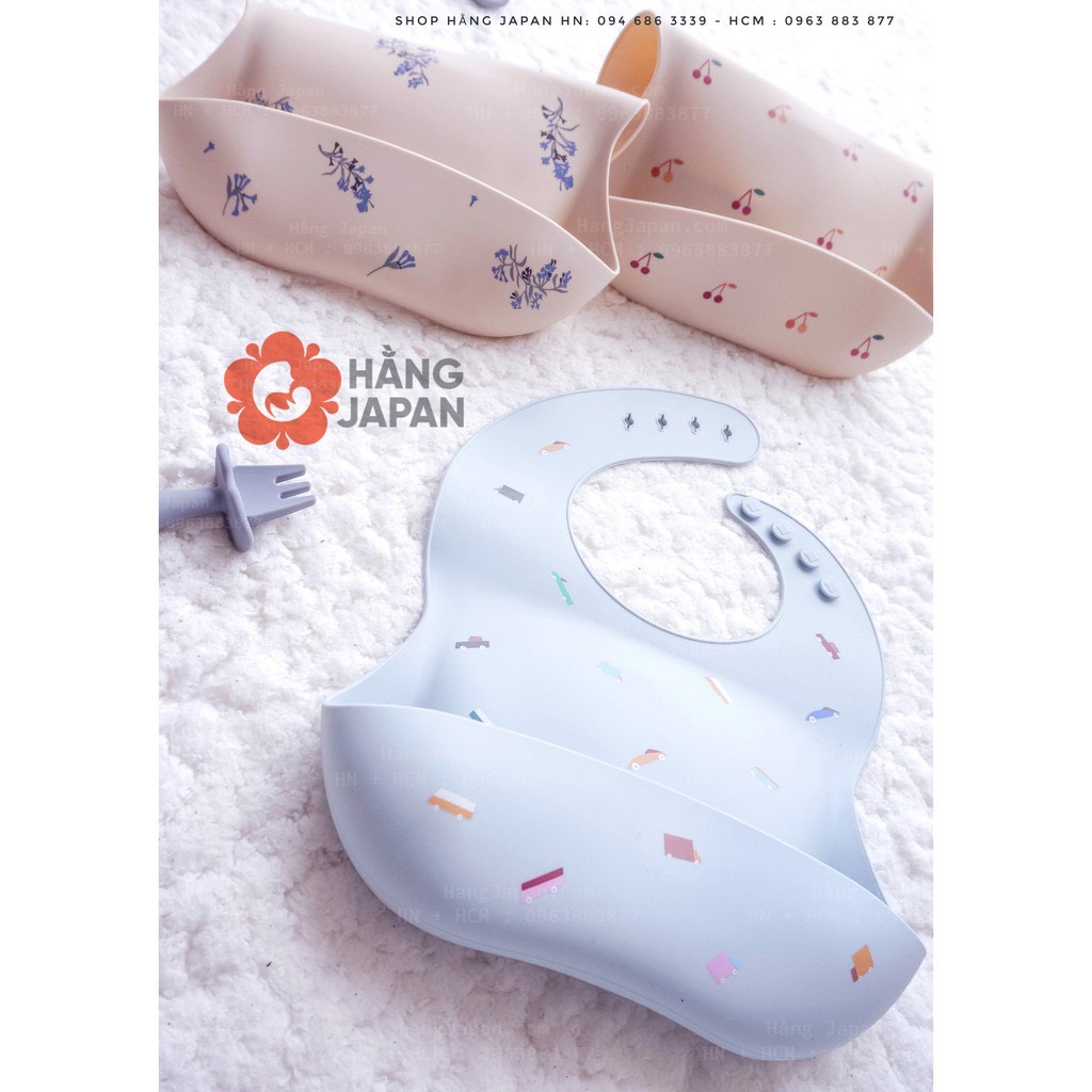Yếm ăn dặm Silicone Kamimi xuất hàn họa tiết xinh xắn đắng yêu cho bé