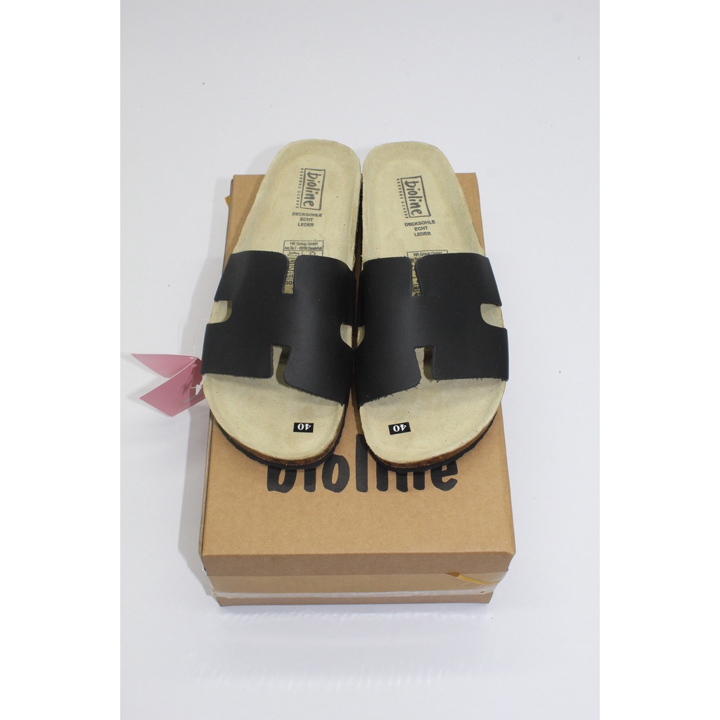 [DA BÒ THẬT] Dép da bò birken Bioline quai ngang chữ H unisex B04 - Bioline Official