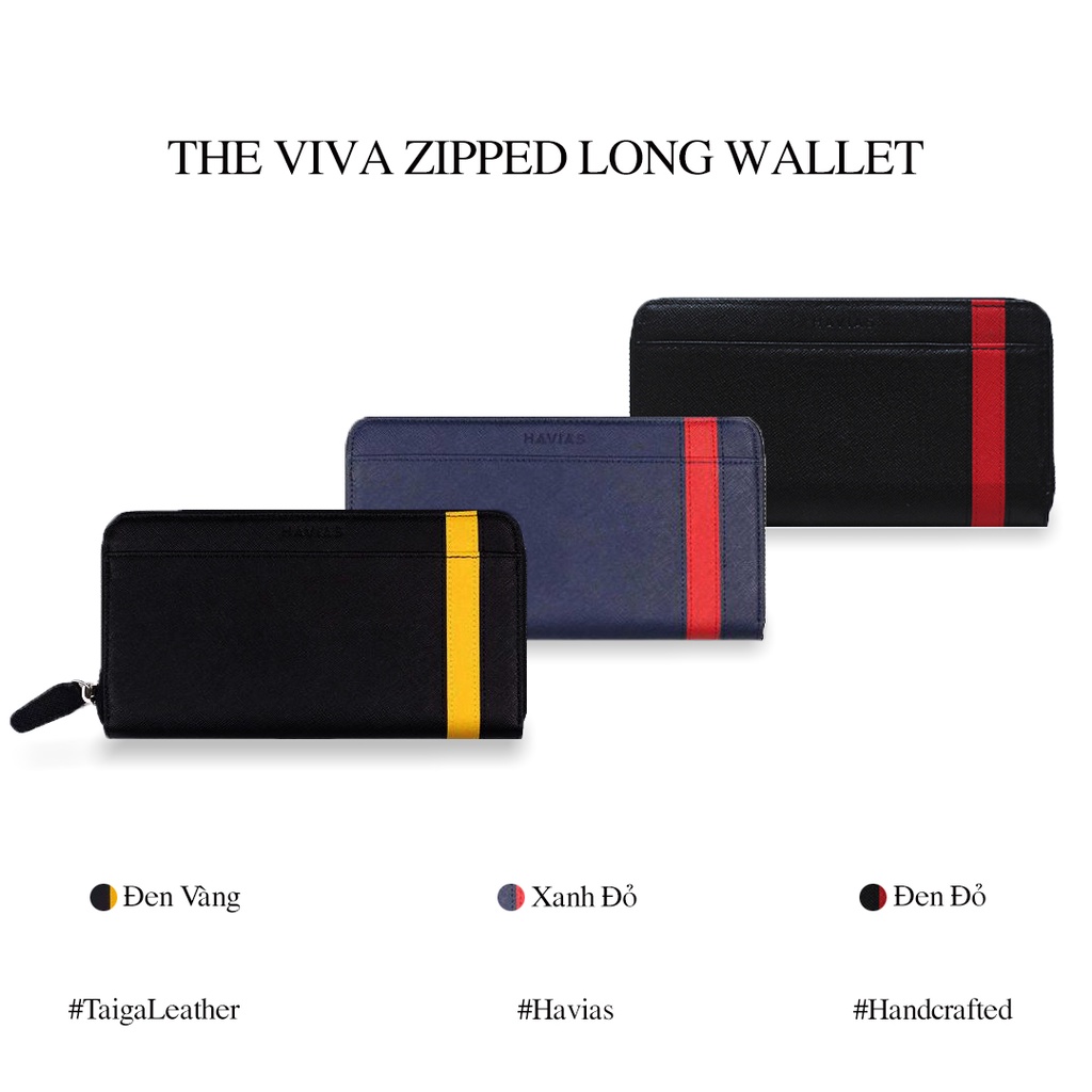 Ví Dài Unisex The Viva Zipped Long Wallet HAVIAS - Xanh Navy