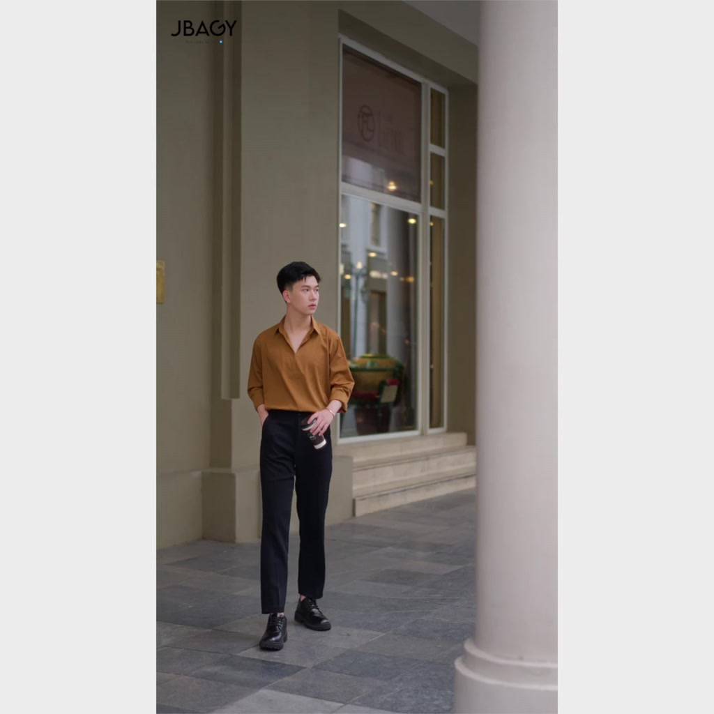 Áo sơ mi nam form rộng VIGO cổ V cách điệu mới chất liệu lụa Hàn thương hiệu JBAGY - JS03 | BigBuy360 - bigbuy360.vn