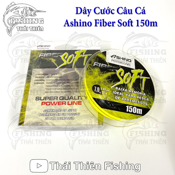 Dây Cước Câu Cá Siêu Bền Ashino Fiber Soft Cuộn Dài 150m Màu Vàng 100% Nylon