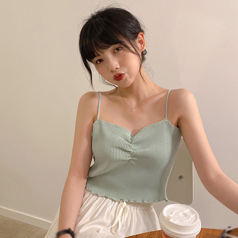 Áo Hai Dây Dáng Ngắn Nhiều Màu Sắc Thời Trang Mùa Hè Cho Nữ