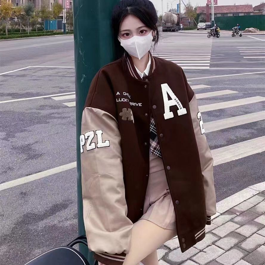 Áo khoác bóng chày thêu họa tiết phong cách Hàn Quốc thời trang cho nữ