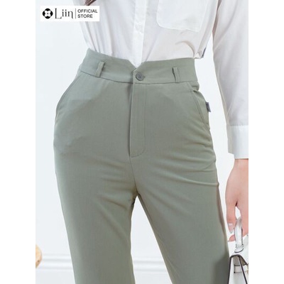 Quần suông nữ Linbi màu xanh ngọc, dáng công sở thanh lịch, hiện đại Liin cloithing Q3428 | BigBuy360 - bigbuy360.vn