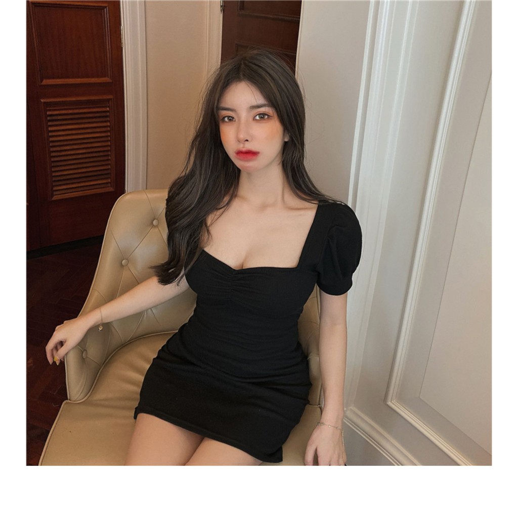 Váy body cổ vuông kiểu Pháp cực quyến rũ và nữ tính