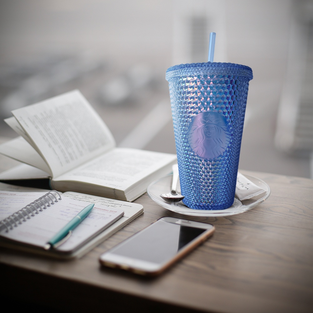 Cốc kim cương phong cách Starbucks có ống hút Baihu 16oz/473ml