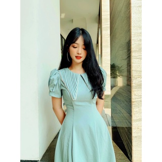 Đầm váy freesize mint cổ xếp
