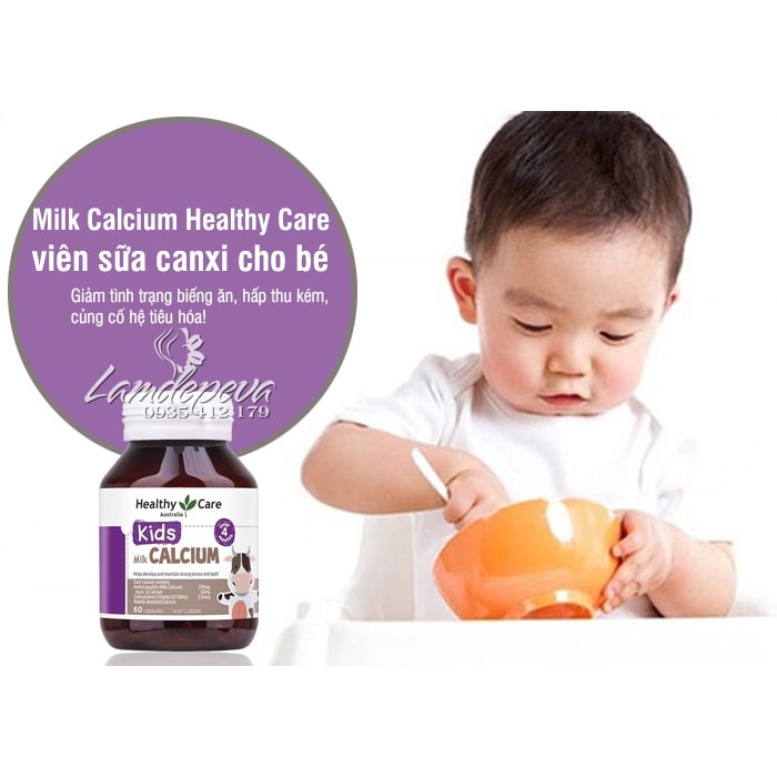 Viên sữa bổ sung canxi cho bé Healthy Care Milk Calcium 60 viên