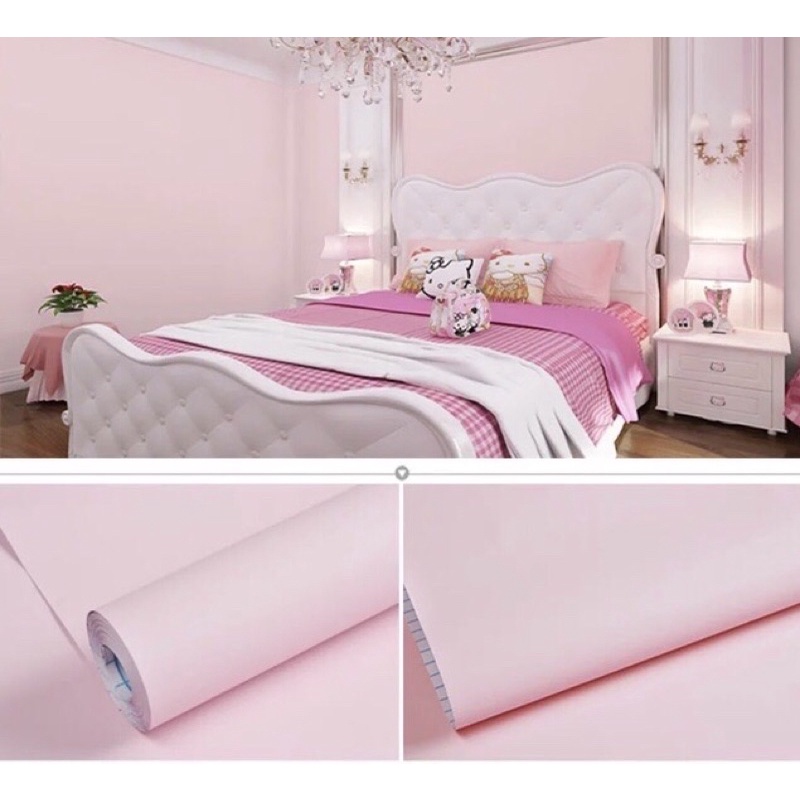 decal dán tường màu Hồng phấn nhạt trơn sẵn keo khổ 45cm | BigBuy360 - bigbuy360.vn