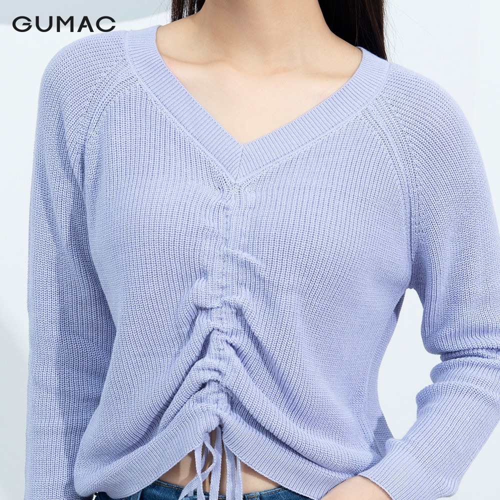 [Mã WABRGB11 giảm 10% đơn từ 250k] Áo len nữ rút dây GUMAC đủ màu, đủ size, phong cách street style AA9214 | BigBuy360 - bigbuy360.vn