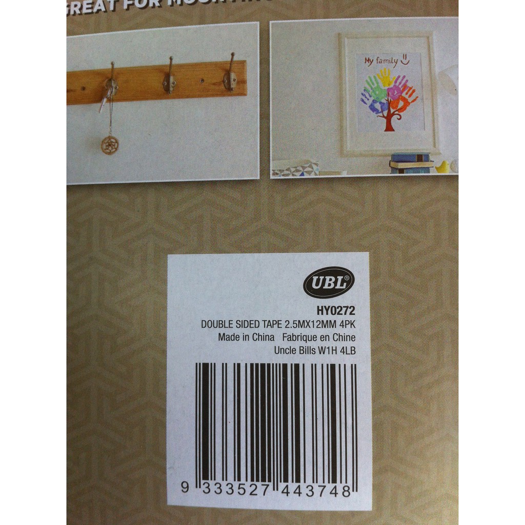 Bộ 4 Cuộn Băng Keo 2 Mặt Mỗi Cuộn Dài 2.5mx12mm Uncle Bills HY0272