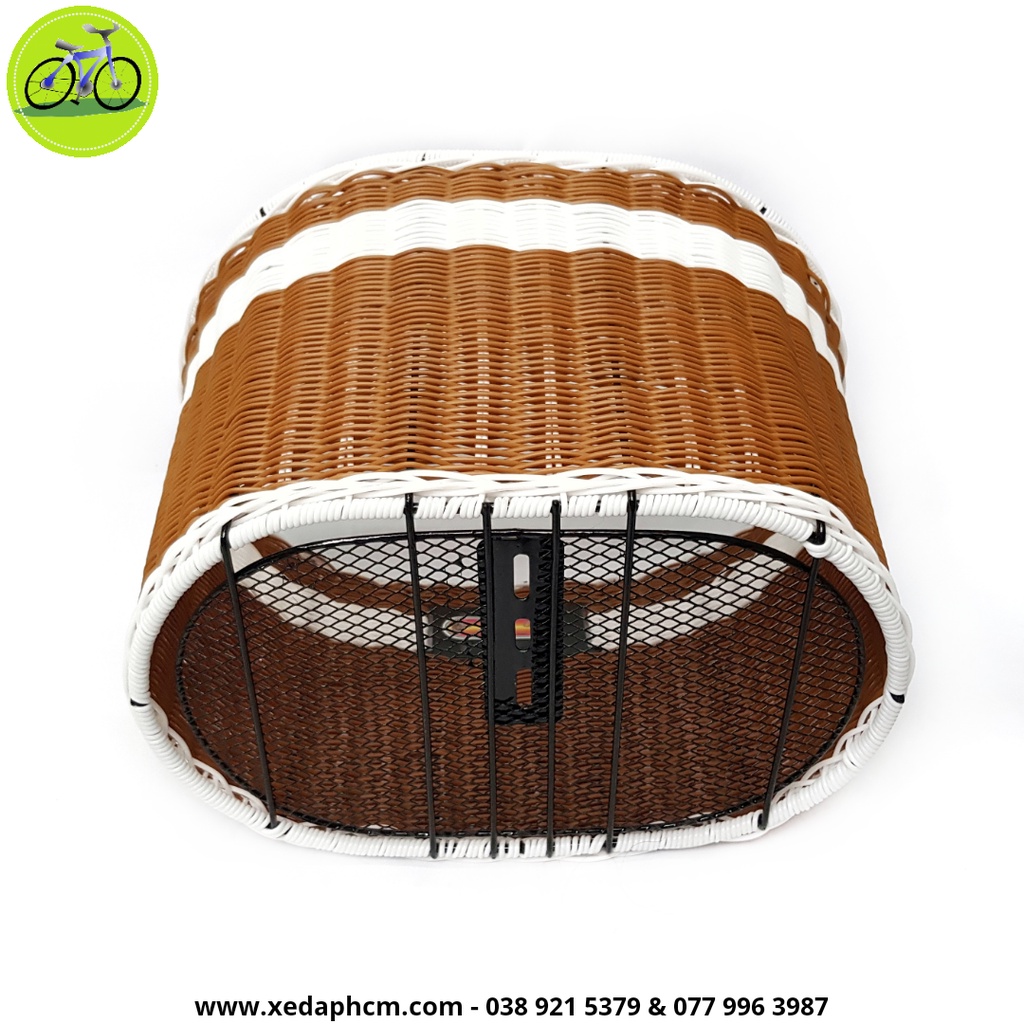 Giỏ xe đạp, rổ xe máy điện chất liệu các sợi mây tổng hợp elip