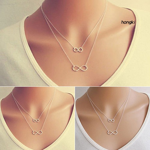 INFINITY vòng cổ Hợp Kim Mặt Hình Số 8 Thời Trang Dành Cho Nữ