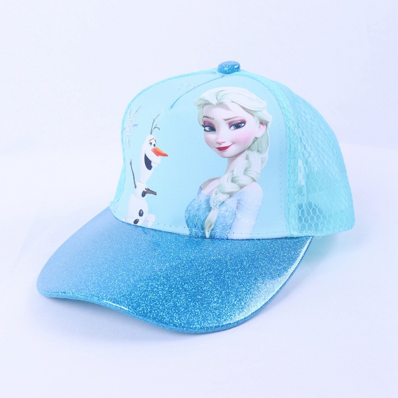 SUGE Công chúa băng giá Elsa Mũ cô gái đáng yêu Phim hoạt hình cho trẻ em Mũ bóng chày cho trẻ em Mũ chống nắng Hip Hop Mũ hoạt hình Sequins