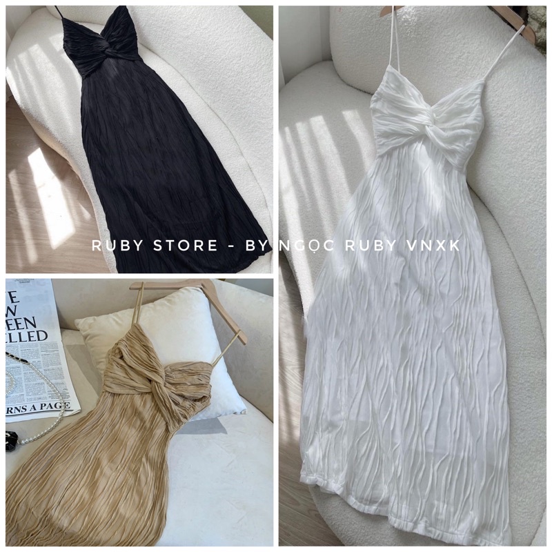 Đầm Maxi 2 Dây Xoắn Ngực