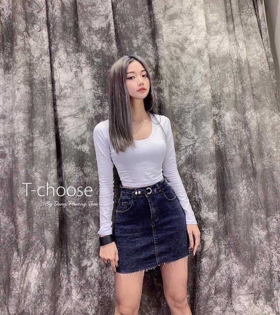 Áo croptop ôm body cổ vuông gợi cảm siêu xinh