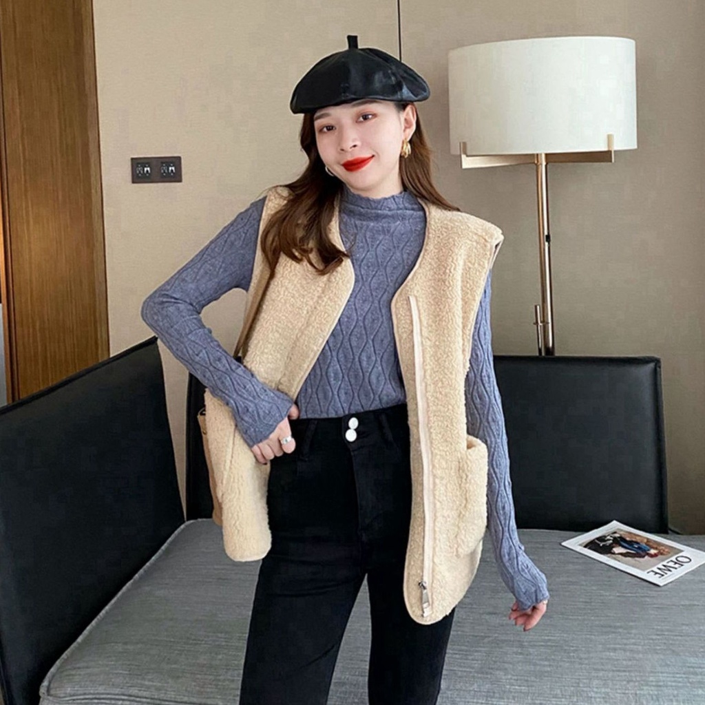 Áo Sweater Dệt Kim Cổ Cao In Họa Tiết Thời Trang Thu Đông Mới Cho Nữ