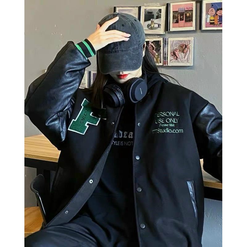 Áo khoác dù nam nữ unisex kiểu bomber form rộng, 2 lớp dày dặn (F)