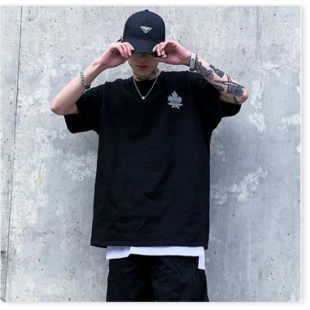 Áo thun nam nữ form rộng tay lỡ in phản quang lá Phong Canada, Áo phông thời trang mùa hè | BigBuy360 - bigbuy360.vn