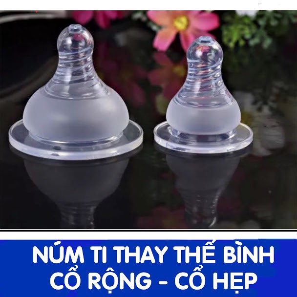 Núm ti thay thế bình sữa cổ rộng/ cổ hẹp (núm xoắn)