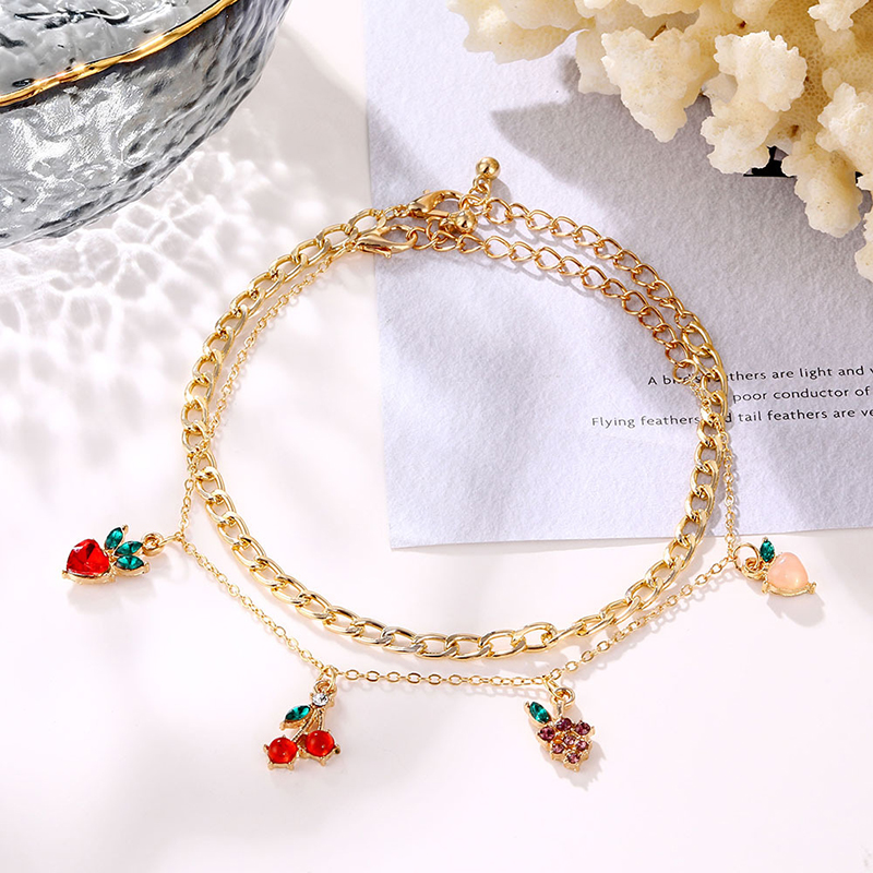 Lắc Chân Thiết Kế Mặt Hình Trái Cherry Đơn Giản Xinh Xắn