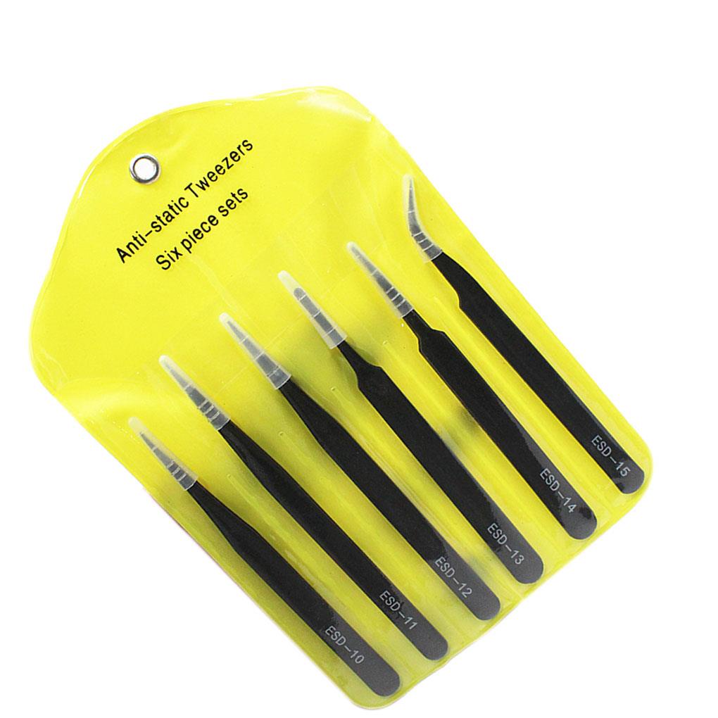 Set 6 Nhíp Nhổ Lông Mày / Lông Mi Bằng Thép Không Gỉ Chống Tĩnh Điện