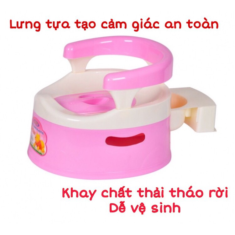 Bô cho bé cao cấp Song Long/nhựa nguyên sinh an toàn/chống trơn/chống xước chân bé/có nắp đạy/khay chất thải tháo rời