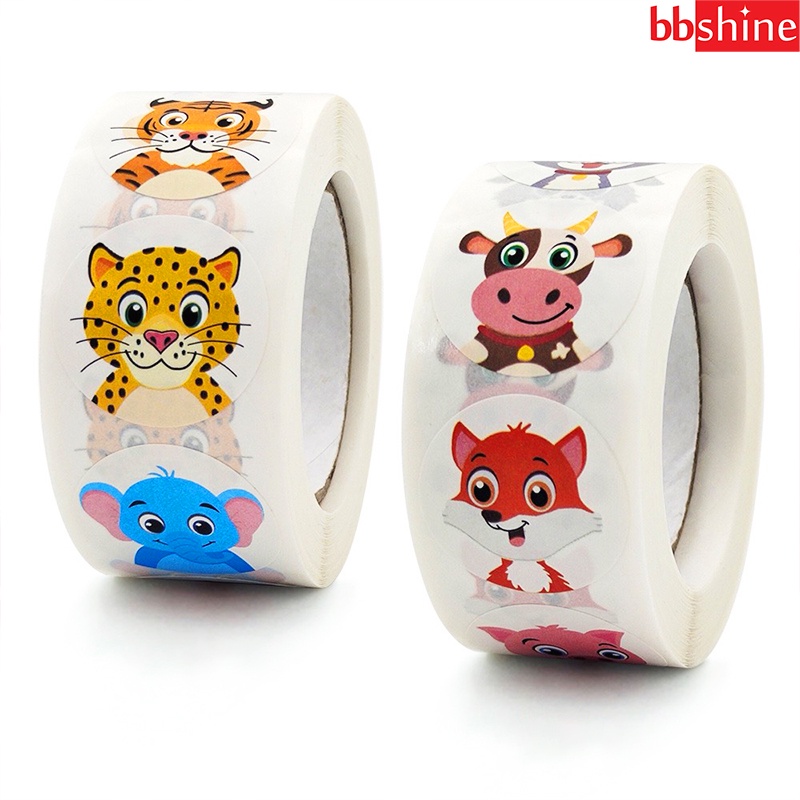 Sticker khen thưởng cho bé, cuộn 500 sticker khen thưởng với nhiều hình thú đáng yêu BBShine - ST012