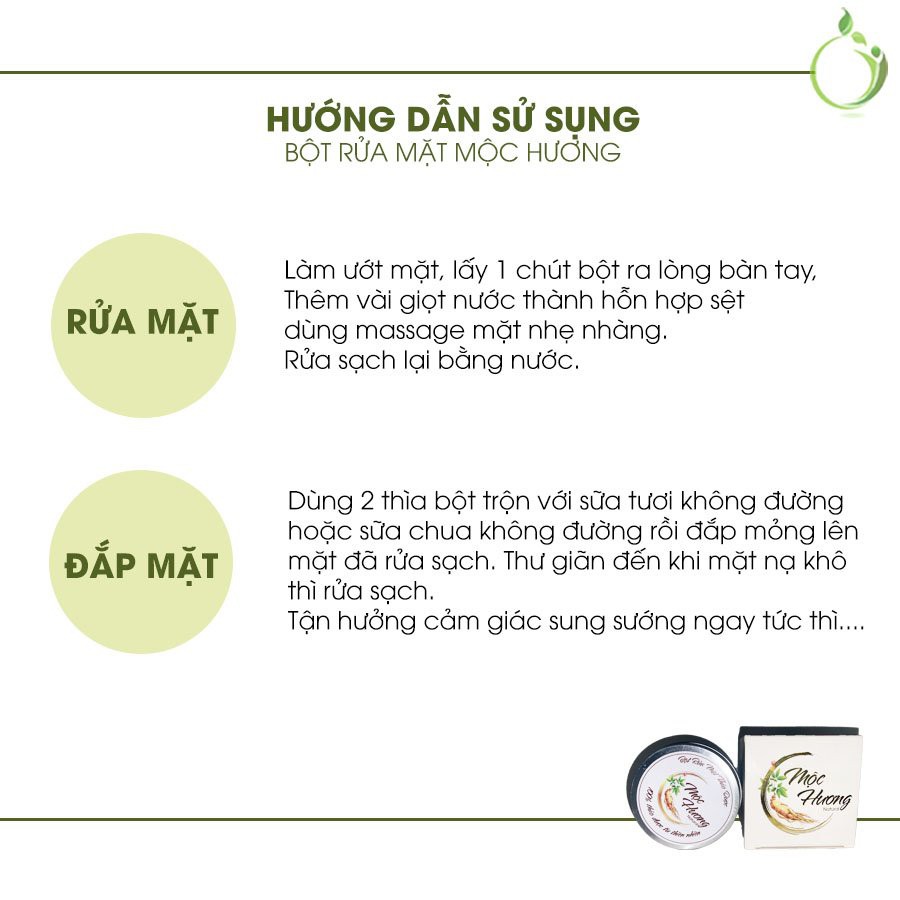 Bột Rửa Mặt sạch sâu Giảm Mụn Ẩn Mụn Đầu Đen Mộc Hương Natural - Handmade