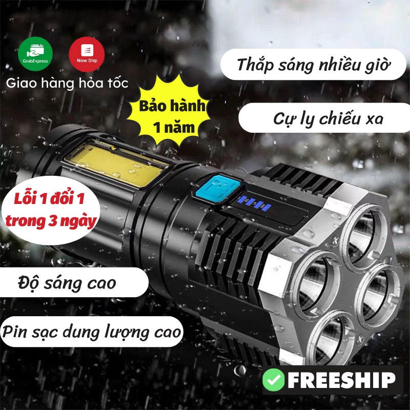 Đèn Pin Siêu Sáng 4 Chế Độ, Chống Nước Công Suất Lớn ĐÈN TOKI