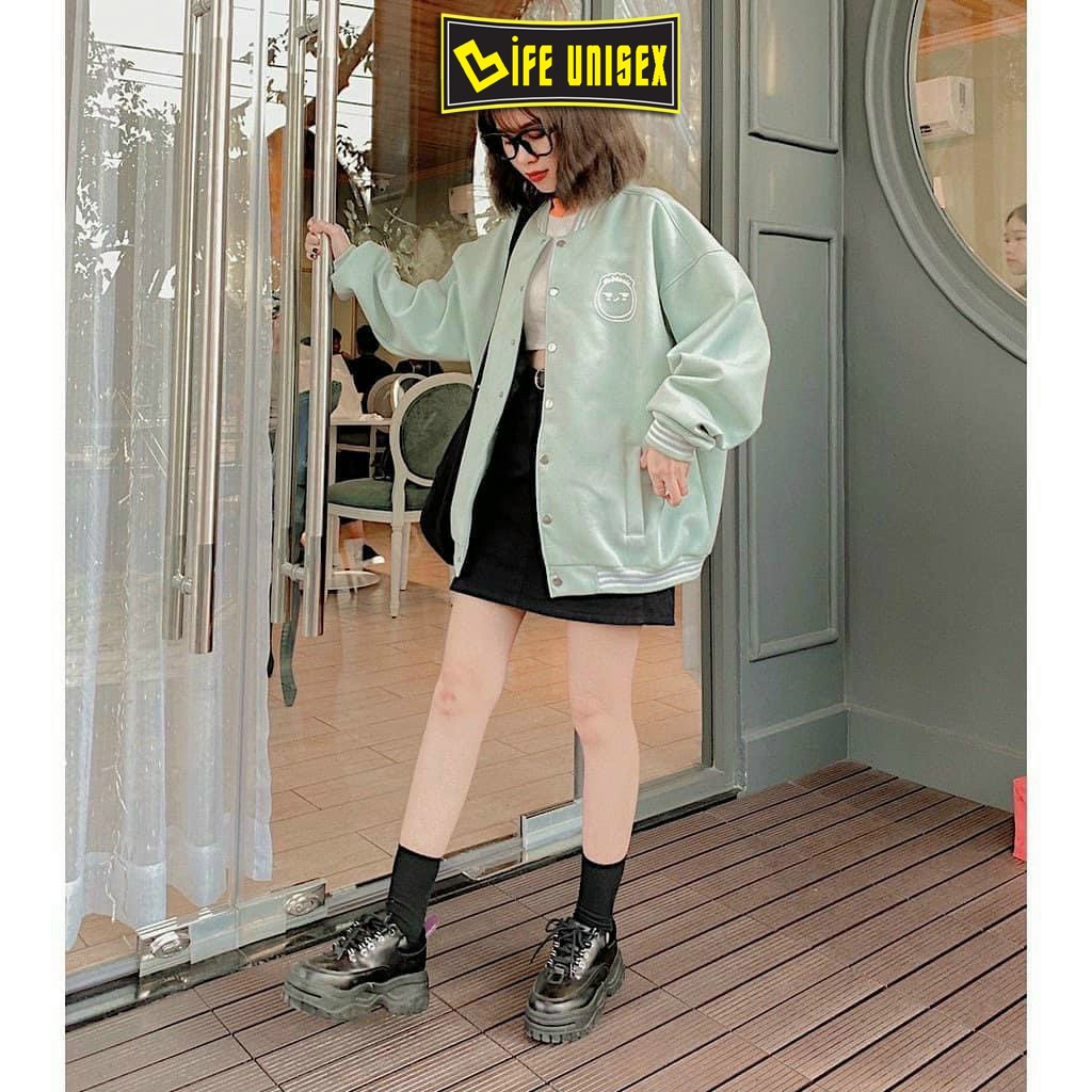 Áo Khoác Bomber Nỉ BOMBER TÓC XOĂN Nam Nữ Ulzzang Unisex Có Nút, Áo Khoác Nỉ Form Rộng LIFE UNISEX
